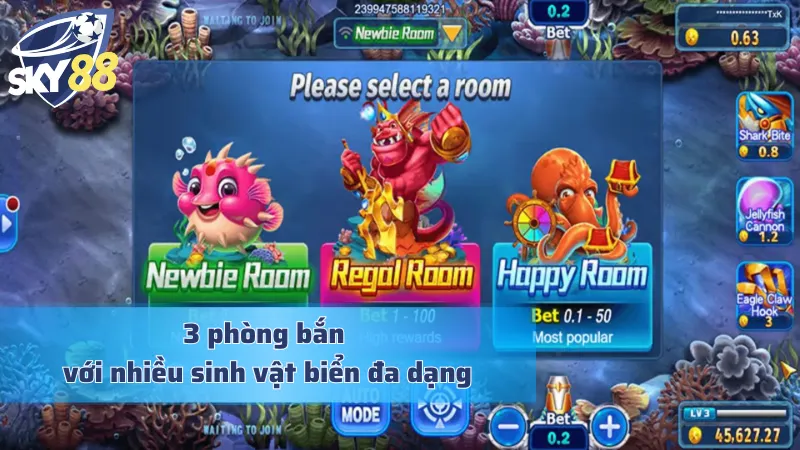 All Star Fishing - Hóa Thân Thành Ngư Thủ Dưới Lòng Đại Dương Điểm danh 3 phòng bắn phù hợp với nhiều cấp độ